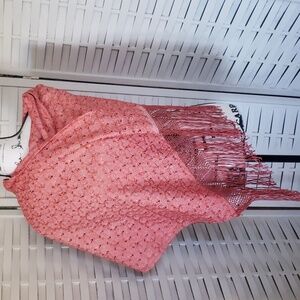 Little Jouneys Chicago coral embroidery eyelet wrap shawl